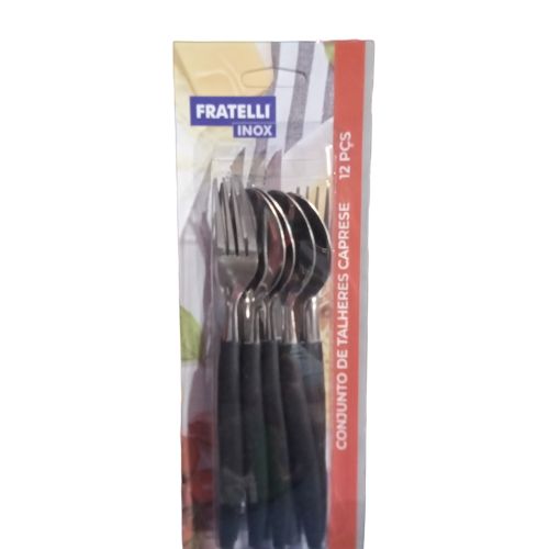 CONJUNTO DE TALHER CAPRESE 12 PÇS PRETO FRATELLI