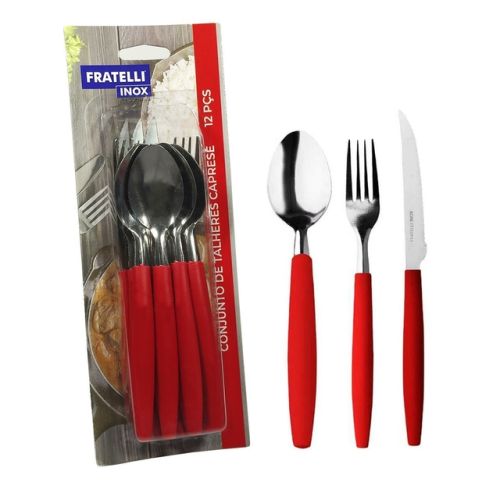 CONJUNTO DE TALHER CAPRESE 12 PÇS VERMELHO FRATELLI