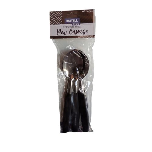 COLHER DE MESA NEW CAPRESE PRETO 06PCS FRATELLI