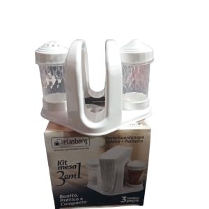 Kit mesa 3 em 1 porta guardanapo branco