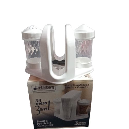 Kit mesa 3 em 1 porta guardanapo branco