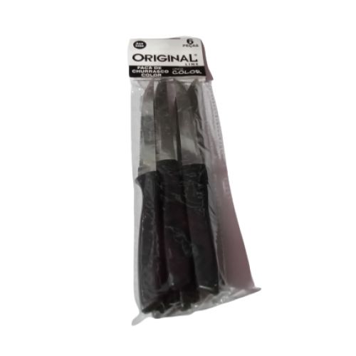 FACA DE CHURRASCO COLOR ORIGINAL PRETA 6 PEÇAS